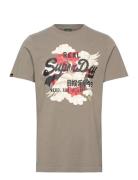 Vl Tokyo Relaxed Tee Tops T-shirts Short-sleeved Beige Superdry