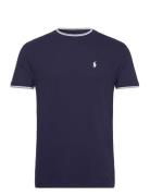 Classic Fit Stretch Mesh T-Shirt Tops T-shirts Short-sleeved Navy Polo...