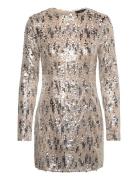 Sequin Shoulder Pads Dress Lyhyt Mekko Silver Mango