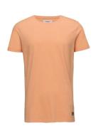 Mouliné O-Neck Tee S/S Tops T-shirts Short-sleeved Orange Lindbergh