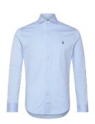 Jersey Spread-Collar Shirt Tops Shirts Casual Blue Polo Ralph Lauren