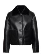 Double-Sided Leather-Effect Jacket With Pockets Nahkatakki Black Mango