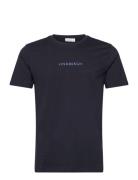 Lindbergh Print Tee S/S Tops T-shirts Short-sleeved Navy Lindbergh