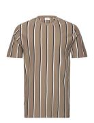 Striped Piqué Tee S/S Tops T-shirts Short-sleeved Beige Lindbergh