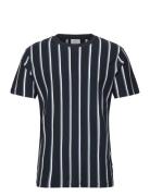 Striped Piqué Tee S/S Tops T-shirts Short-sleeved Navy Lindbergh