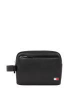Tjm Heritage Leather Washbag Toilettilaukut Black Tommy Hilfiger