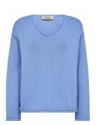 Mmbine Ls V-Neck Knit Tops Knitwear Jumpers Blue MOS MOSH