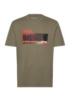 Photo Print T-Shirt Tops T-shirts Short-sleeved Khaki Green Tom Tailor