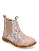 Booties - Flat - With Elastic Bootsit Nauhalliset Saapikkaat Pink ANGU...