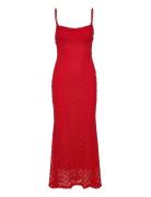 Adoni Mesh Midi Dress Polvipituinen Mekko Red Bardot