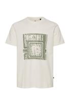 Majeramy Print Tops T-shirts Short-sleeved Cream Matinique