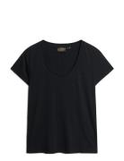 Scoop Neck Tee Tops T-shirts & Tops Short-sleeved Black Superdry