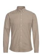 Yarn Dyed Oxford Superflex Shirt L/ Tops Shirts Casual Beige Lindbergh