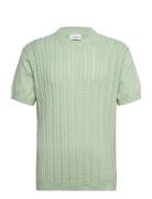 Knitted S/S O-Neck Tee Tops T-shirts Short-sleeved Green Lindbergh