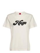 Damacia_4 Tops T-shirts & Tops Short-sleeved Cream HUGO