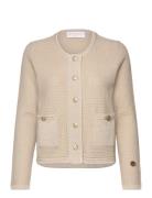 Estelle Solid Cardigan Tops Knitwear Cardigans Cream BUSNEL