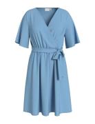 Vijosa 2/4 Wrap Dress Polvipituinen Mekko Blue Vila