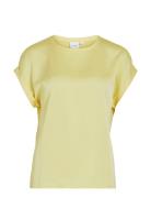 Viellette S/S Satin Top - Noos Tops T-shirts & Tops Short-sleeved Yell...