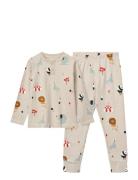 Wilhelm Printed Pyjamas Set Pyjamasetti Pyjama Beige Liewood