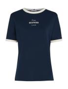 Reg Monotype Stripe C-Nk Ss Tops T-shirts & Tops Short-sleeved Navy To...