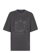 Over D Tee_B Tops T-shirts & Tops Short-sleeved Black HUGO BLUE