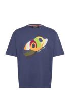 Loose Fit Applique T-Shirt Tops T-shirts Short-sleeved Navy Scotch & S...