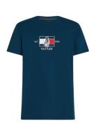 Hilfiger Flag Sailing Tee Tops T-shirts Short-sleeved Navy Tommy Hilfi...