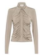 Gzlaily Shirt Tops T-shirts & Tops Long-sleeved Beige Gestuz