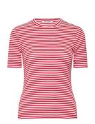 Srfenja Stripe Ss Top Tops T-shirts & Tops Short-sleeved Red Soft Rebe...