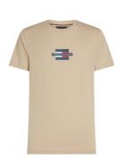 Flag Box Tee Tops T-shirts Short-sleeved Beige Tommy Hilfiger