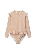 Sille Baby Seersucker Swimsuit Uimapuku Uima-asut Pink Liewood