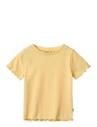 Rib T-Shirt S/S Alicia Tops T-shirts Short-sleeved Yellow Wheat