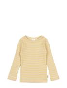 T-Shirt L/S Modal Striped Tops T-shirts Long-sleeved T-shirts Yellow P...