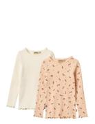 2 Rib T-Shirts L/S Ida Tops T-shirts Long-sleeved T-shirts Pink Wheat