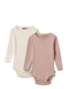 2 Body L/S Regitze Bodies Long-sleeved Pink Wheat