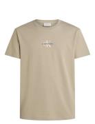 Monologo Tee Tops T-shirts Short-sleeved Beige Calvin Klein Jeans