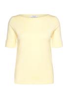 Rwnanna 2/4 Boatneck T-Shirt Tops T-shirts & Tops Short-sleeved Yellow...