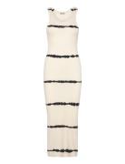 Close Fitted Rib Dress Tie Dye Polvipituinen Mekko White Weekday