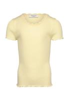 Rkbalta Modal Ss Lace T-Shirt Tops T-shirts Short-sleeved Yellow Rosem...