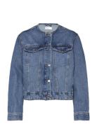 Collarless Denim Jacket Farkkutakki Denimtakki Blue Gina Tricot