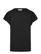 Short-Sleeved Ruffle T-Shirt Tops T-shirts Short-sleeved Black Mango