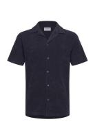 Ss Shirt Terry Tops Shirts Short-sleeved Navy Lindbergh