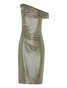 Metallic -Shoulder Cocktail Dress Polvipituinen Mekko Green Lauren Ral...