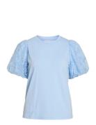 Visimonia O-Neck S/S Top Tops Blouses Short-sleeved Blue Vila