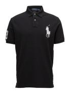 Custom Slim Fit Big Pony Mesh Polo Shirt Tops Polos Short-sleeved Blue...