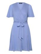 Crinkle Georgette Surplice Dress Polvipituinen Mekko Blue Lauren Ralph...