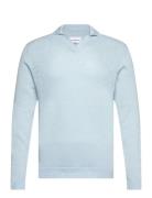 Casual L/S V-Neck Polo Knit Tops Knitwear Round Necks Blue Lindbergh