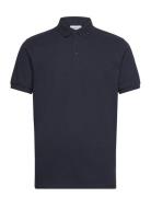 Structured Polo Shirt S/S Tops Polos Short-sleeved Navy Lindbergh