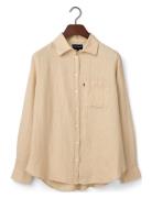 Classic Linen Shirt Tops Shirts Long-sleeved Beige Lexington Clothing