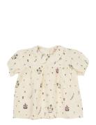 Printed Blouse W. Collar Tops T-shirts Short-sleeved Cream Copenhagen ...